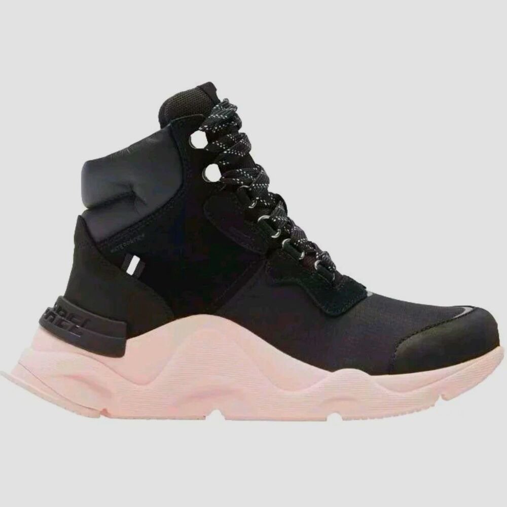 Sorel Kinetic RNGD Conquest Winter Sneaker Boot Size 9.5 Black Pink Waterproof